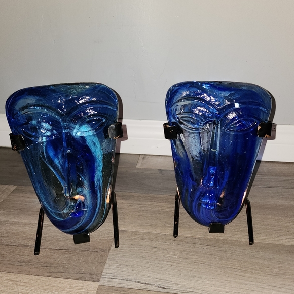 Set of Art Glass Face Votives from Mexico - Picture 6 of 11